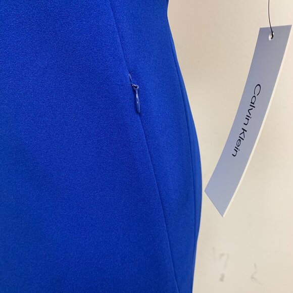 New Calvin Klein Regatta Blue Sheath Dress Short Sleeve - Picture 3 of 6